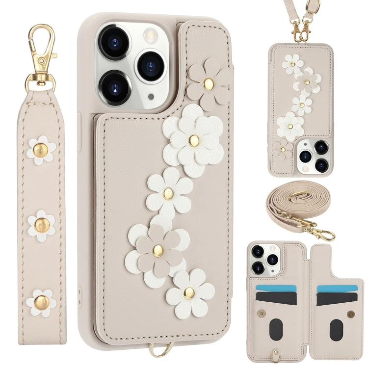 Crossbody Flower Pattern Leather Phone Case, For iPhone 12 Pro Max, For iPhone 11 Pro Max, For iPhone 11, For iPhone 11 Pro