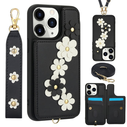 Crossbody Flower Pattern Leather Phone Case, For iPhone 12 Pro Max, For iPhone 11 Pro Max, For iPhone 11, For iPhone 11 Pro