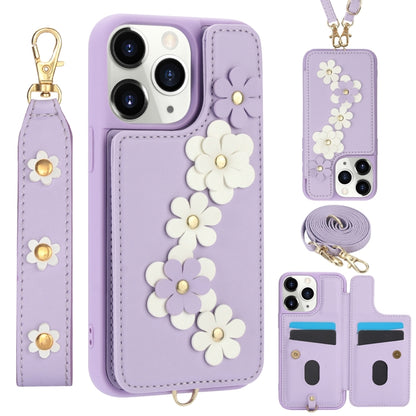 Crossbody Flower Pattern Leather Phone Case, For iPhone 12 Pro Max, For iPhone 11 Pro Max, For iPhone 11, For iPhone 11 Pro