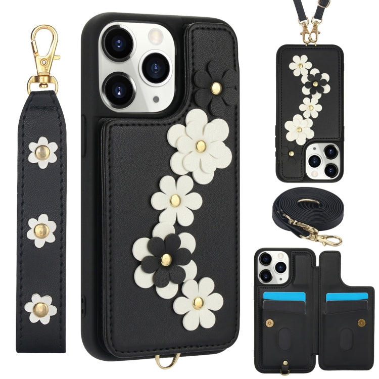 Crossbody Flower Pattern Leather Phone Case, For iPhone 12 Pro Max, For iPhone 11 Pro Max, For iPhone 11, For iPhone 11 Pro
