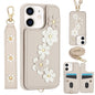 Crossbody Flower Pattern Leather Phone Case, For iPhone SE 2022 / SE 2020, For iPhone 13 Pro Max, For iPhone 13 Pro, For iPhone 12 / 12 Pro