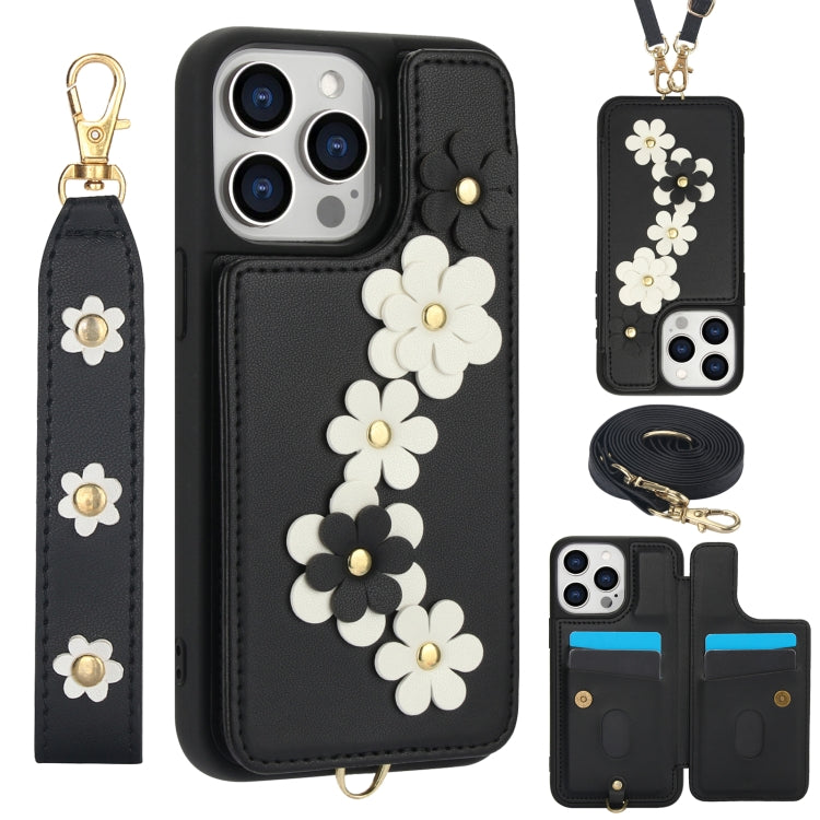 Crossbody Flower Pattern Leather Phone Case, For iPhone 12 Pro Max, For iPhone 11 Pro Max, For iPhone 11, For iPhone 11 Pro