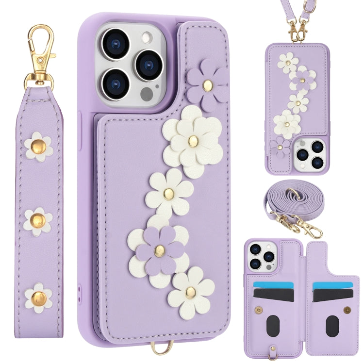 Crossbody Flower Pattern Leather Phone Case, For iPhone 12 Pro Max, For iPhone 11 Pro Max, For iPhone 11, For iPhone 11 Pro