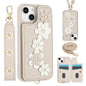 Crossbody Flower Pattern Leather Phone Case, For iPhone 15, For iPhone 14 / 13, For iPhone 14 Pro, For iPhone 14 Pro Max