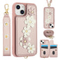 Crossbody Flower Pattern Leather Phone Case, For iPhone 15, For iPhone 14 / 13, For iPhone 14 Pro, For iPhone 14 Pro Max