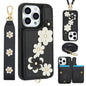 Crossbody Flower Pattern Leather Phone Case, For iPhone 15, For iPhone 14 / 13, For iPhone 14 Pro, For iPhone 14 Pro Max