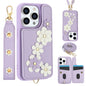 Crossbody Flower Pattern Leather Phone Case, For iPhone 15, For iPhone 14 / 13, For iPhone 14 Pro, For iPhone 14 Pro Max