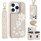 Crossbody Flower Pattern Leather Phone Case, For iPhone 15, For iPhone 14 / 13, For iPhone 14 Pro, For iPhone 14 Pro Max