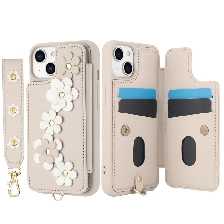Crossbody Flower Pattern Leather Phone Case, For iPhone 15, For iPhone 14 / 13, For iPhone 14 Pro, For iPhone 14 Pro Max