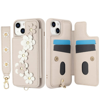 Crossbody Flower Pattern Leather Phone Case, For iPhone 15, For iPhone 14 / 13, For iPhone 14 Pro, For iPhone 14 Pro Max
