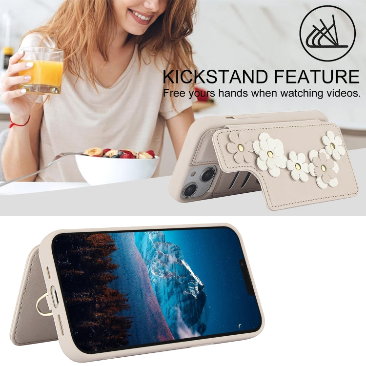 Crossbody Flower Pattern Leather Phone Case, For iPhone 15, For iPhone 14 / 13, For iPhone 14 Pro, For iPhone 14 Pro Max