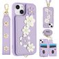 Crossbody Flower Pattern Leather Phone Case, For iPhone 15, For iPhone 14 / 13, For iPhone 14 Pro, For iPhone 14 Pro Max