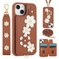 Crossbody Flower Pattern Leather Phone Case, For iPhone 15, For iPhone 14 / 13, For iPhone 14 Pro, For iPhone 14 Pro Max