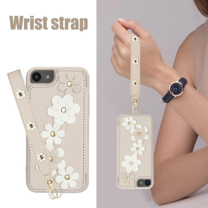 Crossbody Flower Pattern Leather Phone Case, For iPhone 17e / 16e, For iPhone 17 Pro Max, For iPhone 17 Pro, For iPhone 17
