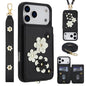Crossbody Flower Pattern Leather Phone Case, For iPhone 17e / 16e, For iPhone 17 Pro Max, For iPhone 17 Pro, For iPhone 17