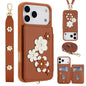 Crossbody Flower Pattern Leather Phone Case, For iPhone 17e / 16e, For iPhone 17 Pro Max, For iPhone 17 Pro, For iPhone 17