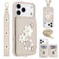 Crossbody Flower Pattern Leather Phone Case, For iPhone 17e / 16e, For iPhone 17 Pro Max, For iPhone 17 Pro, For iPhone 17