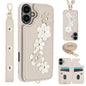 Crossbody Flower Pattern Leather Phone Case, For iPhone 17e / 16e, For iPhone 17 Pro Max, For iPhone 17 Pro, For iPhone 17
