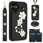 Crossbody Flower Pattern Leather Phone Case, For iPhone 17e / 16e, For iPhone 17 Pro Max, For iPhone 17 Pro, For iPhone 17