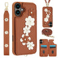 Crossbody Flower Pattern Leather Phone Case, For iPhone 17e / 16e, For iPhone 17 Pro Max, For iPhone 17 Pro, For iPhone 17