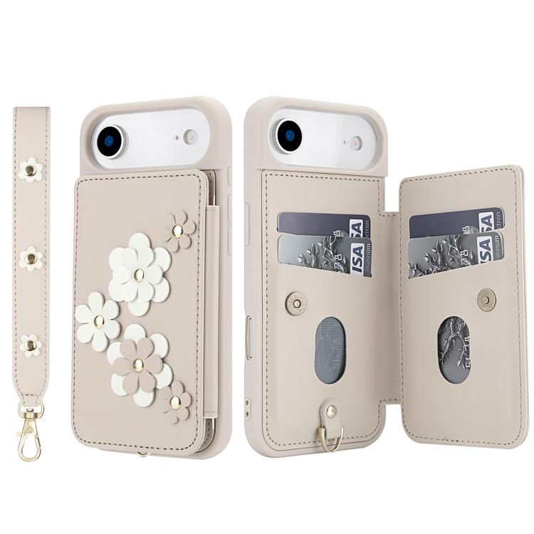 Crossbody Flower Pattern Leather Phone Case, For iPhone Air, For iPhone 15 Pro Max, For iPhone 15 Pro, For iPhone 15 Plus / 14 Plus