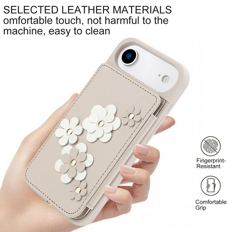 Crossbody Flower Pattern Leather Phone Case, For iPhone Air, For iPhone 15 Pro Max, For iPhone 15 Pro, For iPhone 15 Plus / 14 Plus