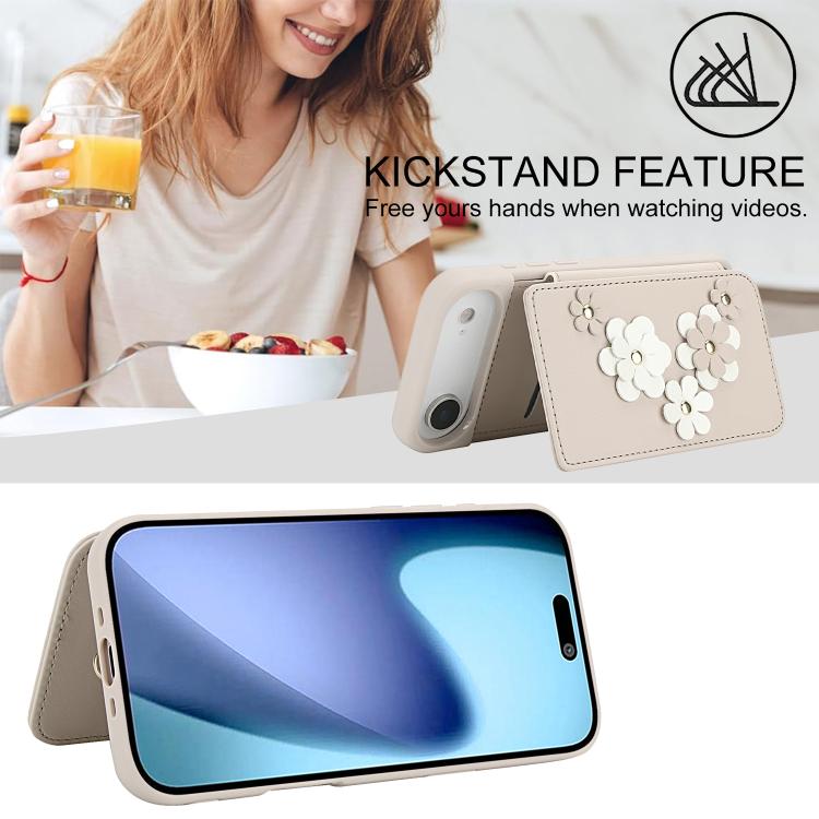 Crossbody Flower Pattern Leather Phone Case, For iPhone Air, For iPhone 15 Pro Max, For iPhone 15 Pro, For iPhone 15 Plus / 14 Plus