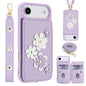 Crossbody Flower Pattern Leather Phone Case, For iPhone Air, For iPhone 15 Pro Max, For iPhone 15 Pro, For iPhone 15 Plus / 14 Plus