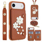 Crossbody Flower Pattern Leather Phone Case, For iPhone Air, For iPhone 15 Pro Max, For iPhone 15 Pro, For iPhone 15 Plus / 14 Plus