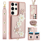 Crossbody Flower Pattern Leather Phone Case, For Samsung Galaxy S23 FE 5G, For Samsung Galaxy S23 Ultra 5G, For Samsung Galaxy S23+ 5G, For Samsung Galaxy S22 Ultra 5G