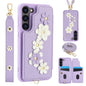 Crossbody Flower Pattern Leather Phone Case, For Samsung Galaxy S23 FE 5G, For Samsung Galaxy S23 Ultra 5G, For Samsung Galaxy S23+ 5G, For Samsung Galaxy S22 Ultra 5G