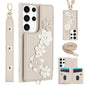 Crossbody Flower Pattern Leather Phone Case, For Samsung Galaxy S23 FE 5G, For Samsung Galaxy S23 Ultra 5G, For Samsung Galaxy S23+ 5G, For Samsung Galaxy S22 Ultra 5G