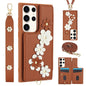 Crossbody Flower Pattern Leather Phone Case, For Samsung Galaxy S23 FE 5G, For Samsung Galaxy S23 Ultra 5G, For Samsung Galaxy S23+ 5G, For Samsung Galaxy S22 Ultra 5G