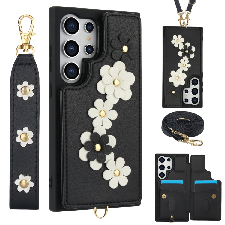 Crossbody Flower Pattern Leather Phone Case