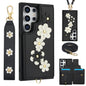 Crossbody Flower Pattern Leather Phone Case, For Samsung Galaxy S25+ 5G, For Samsung Galaxy S25 Ultra 5G, For Samsung Galaxy S24 Ultra 5G, For Samsung Galaxy S24+ 5G