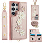 Crossbody Flower Pattern Leather Phone Case, For Samsung Galaxy S25+ 5G, For Samsung Galaxy S25 Ultra 5G, For Samsung Galaxy S24 Ultra 5G, For Samsung Galaxy S24+ 5G