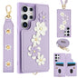 Crossbody Flower Pattern Leather Phone Case, For Samsung Galaxy S25+ 5G, For Samsung Galaxy S25 Ultra 5G, For Samsung Galaxy S24 Ultra 5G, For Samsung Galaxy S24+ 5G