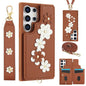 Crossbody Flower Pattern Leather Phone Case, For Samsung Galaxy S25+ 5G, For Samsung Galaxy S25 Ultra 5G, For Samsung Galaxy S24 Ultra 5G, For Samsung Galaxy S24+ 5G