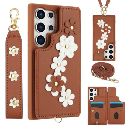 Crossbody Flower Pattern Leather Phone Case