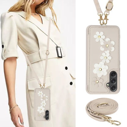 Crossbody Flower Pattern Leather Phone Case