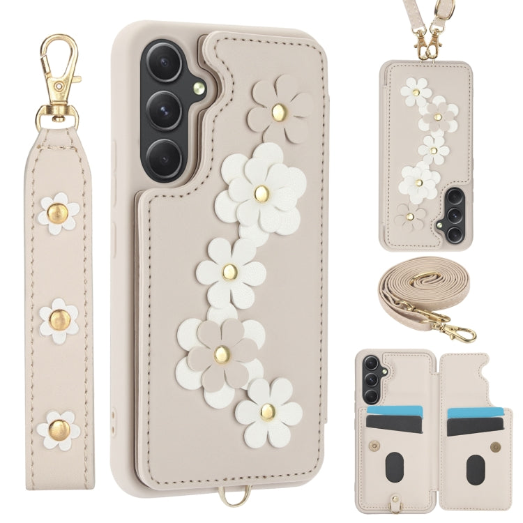 Crossbody Flower Pattern Leather Phone Case, For Samsung Galaxy S25+ 5G, For Samsung Galaxy S25 Ultra 5G, For Samsung Galaxy S24 Ultra 5G, For Samsung Galaxy S24+ 5G