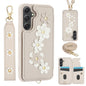 Crossbody Flower Pattern Leather Phone Case, For Samsung Galaxy S25+ 5G, For Samsung Galaxy S25 Ultra 5G, For Samsung Galaxy S24 Ultra 5G, For Samsung Galaxy S24+ 5G