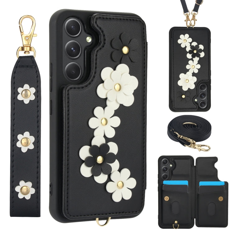 Crossbody Flower Pattern Leather Phone Case