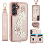 Crossbody Flower Pattern Leather Phone Case, For Samsung Galaxy S25+ 5G, For Samsung Galaxy S25 Ultra 5G, For Samsung Galaxy S24 Ultra 5G, For Samsung Galaxy S24+ 5G