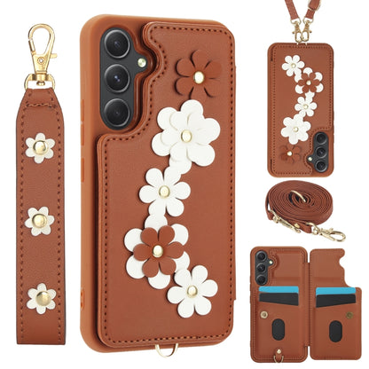 Crossbody Flower Pattern Leather Phone Case