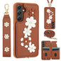 Crossbody Flower Pattern Leather Phone Case, For Samsung Galaxy S25+ 5G, For Samsung Galaxy S25 Ultra 5G, For Samsung Galaxy S24 Ultra 5G, For Samsung Galaxy S24+ 5G
