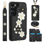 Crossbody Flower Pattern Leather Phone Case, For Samsung Galaxy S23 FE 5G, For Samsung Galaxy S23 Ultra 5G, For Samsung Galaxy S23+ 5G, For Samsung Galaxy S22 Ultra 5G