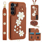 Crossbody Flower Pattern Leather Phone Case, For Samsung Galaxy S23 FE 5G, For Samsung Galaxy S23 Ultra 5G, For Samsung Galaxy S23+ 5G, For Samsung Galaxy S22 Ultra 5G