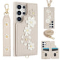 Crossbody Flower Pattern Leather Phone Case, For Samsung Galaxy S25+ 5G, For Samsung Galaxy S25 Ultra 5G, For Samsung Galaxy S24 Ultra 5G, For Samsung Galaxy S24+ 5G