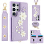 Crossbody Flower Pattern Leather Phone Case, For Samsung Galaxy S25+ 5G, For Samsung Galaxy S25 Ultra 5G, For Samsung Galaxy S24 Ultra 5G, For Samsung Galaxy S24+ 5G